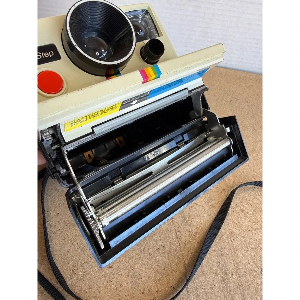 Vintage Polaroid One Step Land Camera Rainbow‎ Stripe SX-70 w/ Strap